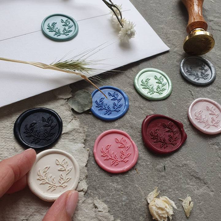 Foliage  Wreath Self - Adhesive Wax Seals - Various Colours - THE LITTLE BLUE BRUSH  