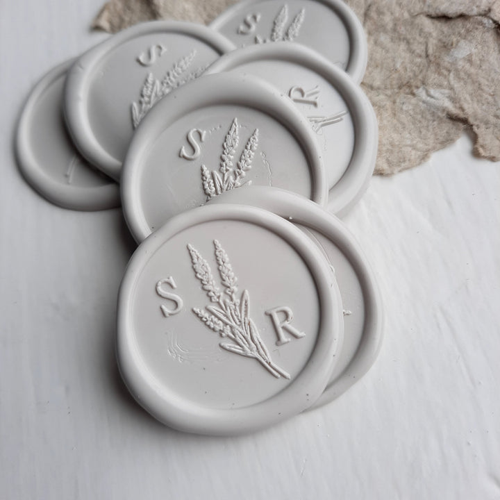 25mm 'Lavender Fields' Monogram - Wax Seals - THE LITTLE BLUE BRUSH  