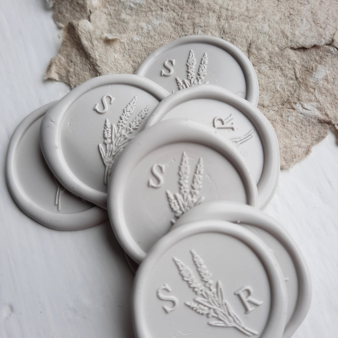 25mm 'Lavender Fields' Monogram - Wax Seals - THE LITTLE BLUE BRUSH  