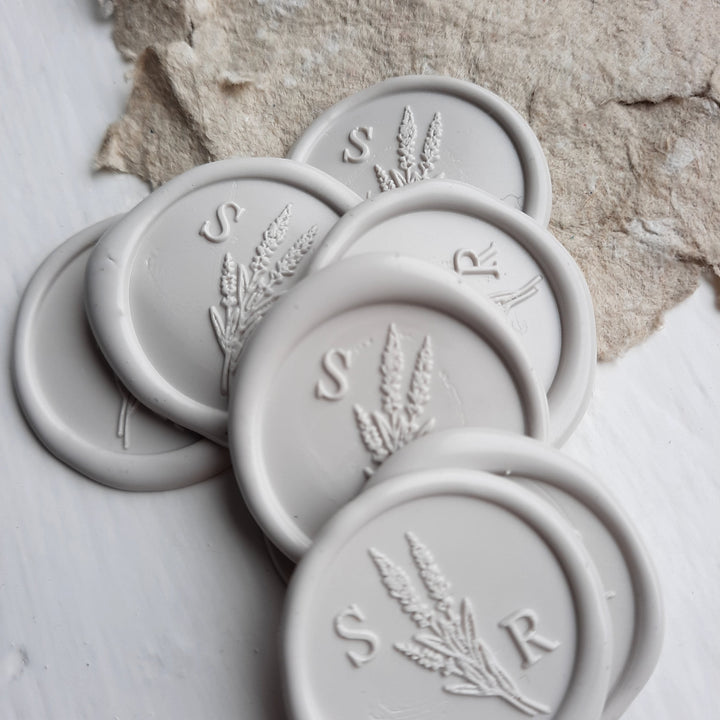 25mm 'Lavender Fields' Monogram - Wax Seals - THE LITTLE BLUE BRUSH  