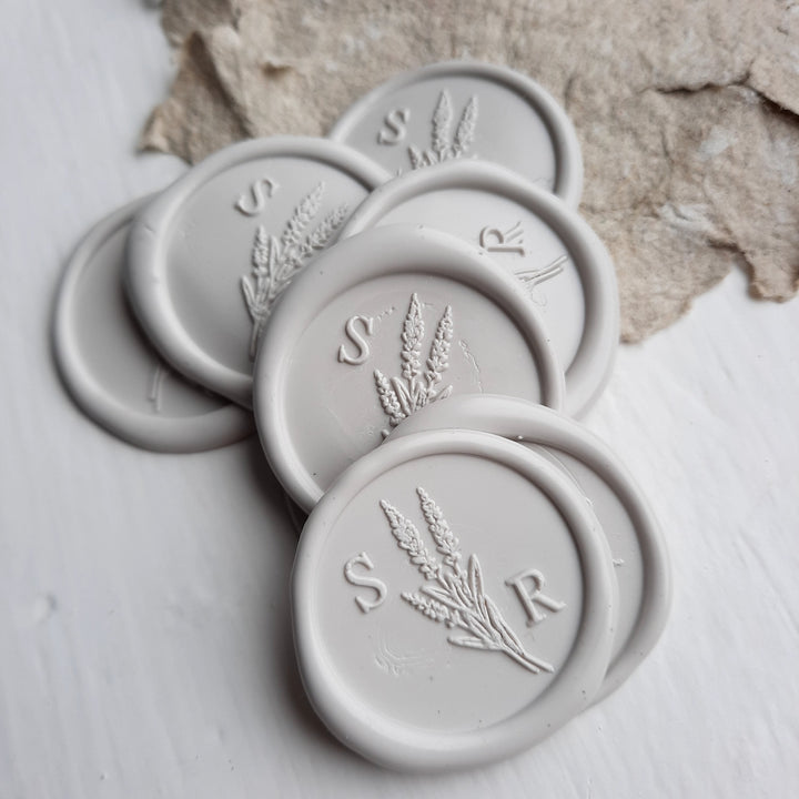 25mm 'Lavender Fields' Monogram - Wax Seals - THE LITTLE BLUE BRUSH  