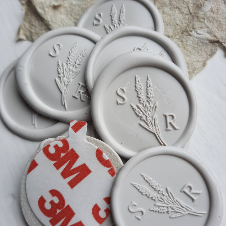 25mm 'Lavender Fields' Monogram - Wax Seals - THE LITTLE BLUE BRUSH  