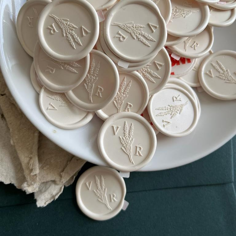 25mm 'Lavender Fields' Monogram - Wax Seals - THE LITTLE BLUE BRUSH  