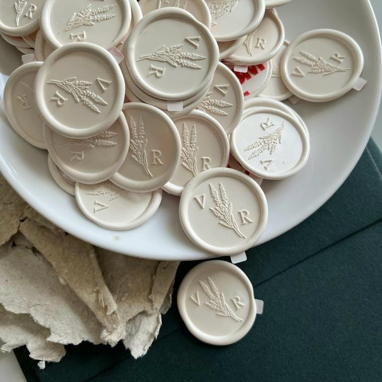 25mm 'Lavender Fields' Monogram - Wax Seals - THE LITTLE BLUE BRUSH  