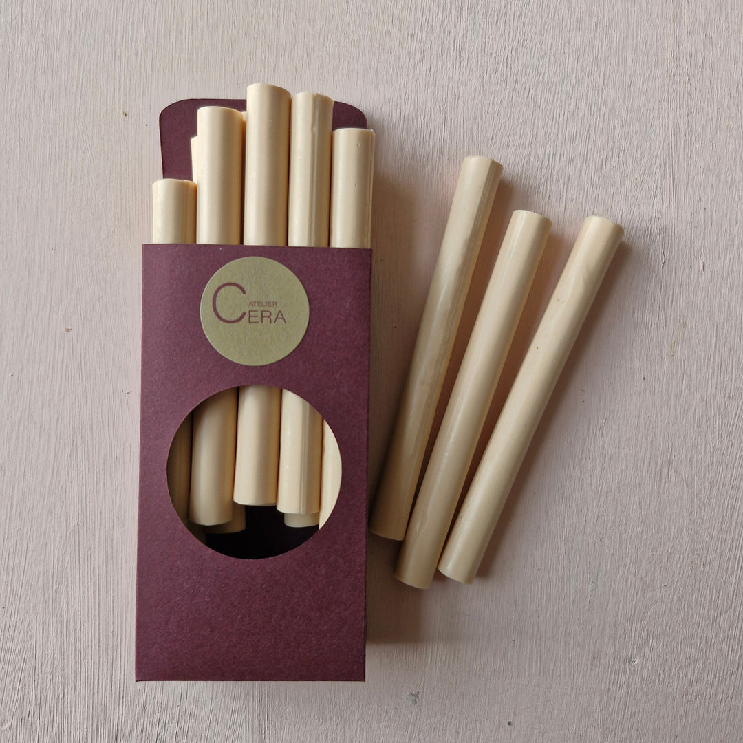 Pack of 10 Soft Peach Sealing Wax Sticks, 11mm handmade for wax seals. Ideal for weddings, branding, and crafts, compatible with standard glue guns.